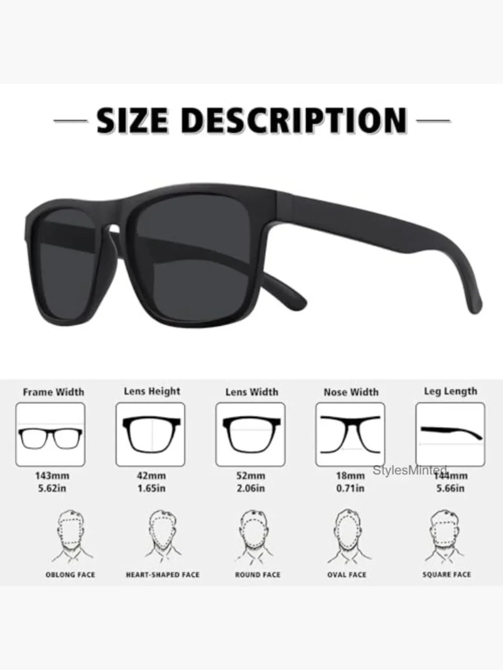 Polarized Sunglasses UV Protection Square Frame Sport Fishing Driving Eyewear